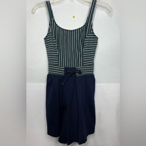 Vintage Westbound Green and Navy Striped Nautical Swimsuit